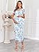 CYCLAMEN 2025 Maternity Mesh Dress 2 Piece Round Neck Pregnancy Dresses Baby Shower Wedding Guest Cocktail Party Short Sleeves, Short Sleeves, Floral1: White & Blue, M