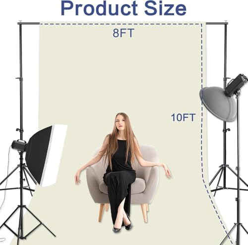 GFCC 8FTX10FT Ivory Backdrop Background for Photography Photo Booth Backdrop for Photoshoot Background Screen Video Recording Parties Curtain — view 3