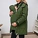 Maternity Winter Coat 3 In 1 Thickened Baby Wearing Jacket Warm Hooded Outwear Kangaroo Jacket Extender For Baby Carrier(Medium,Green)
