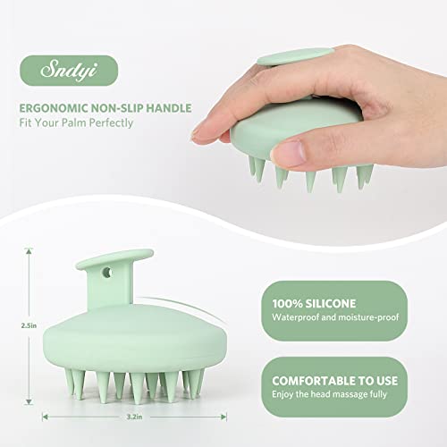 Sndyi Silicone Scalp Massager Shampoo Brush, Hair Scrubber With Soft Silicone Bristles, Scalp Scrubber/Exfoliator For Dandruff Removal, Wet Dry Scalp Brush For Hair Growth & Scalp Care, Fir Green #TOP2