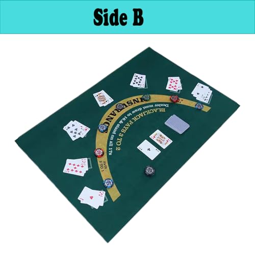 TAOZHUGONG Pokermatte Pokertischauflage, Pokerauflage Doppelseitige Muster, Poker Tischauflage Doppelseitige Filz Roulette Matte Tischspiel aus Filz 60x90 cm (A)