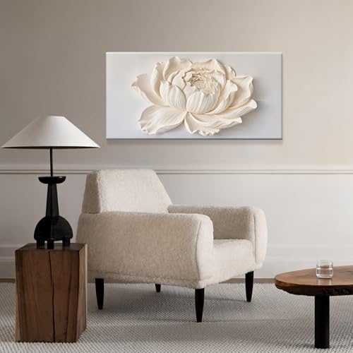 Image of TAIJXAGSG Canvas Wall Art Decor Painting White Flower Plants Wall Decor Botanical Modern Wall Art Print Paintings Decorations Artwork Pictures For Bedroom Living Room Home Office Artwork 20 inchx40 inch