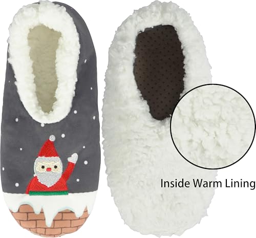 Image of BenSorts Fuzzy Slipper Socks for Women Funny House Slippers with Grips | Warm Cozy Cute Socks Non Slip Gifts Thick Stocking Stuffers Christmas
