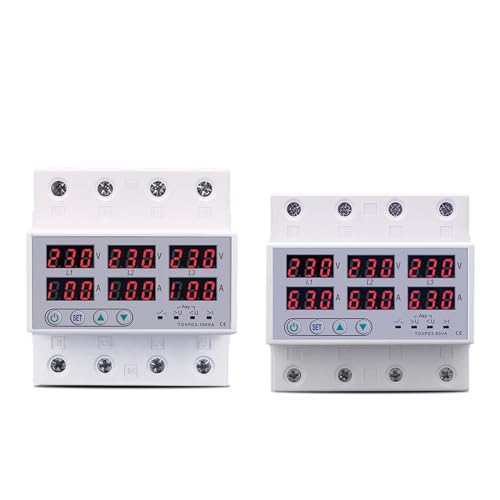 Relais de protection triphasé rail Din voltmètre ampèremètre pour tableau 3P+N
