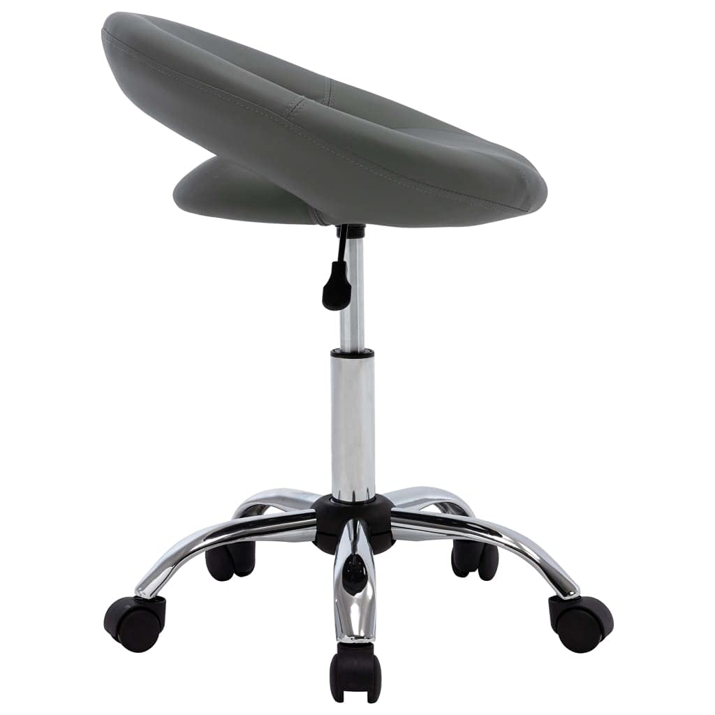 Taboret roboczy ze sztucznej skóry szary z kół