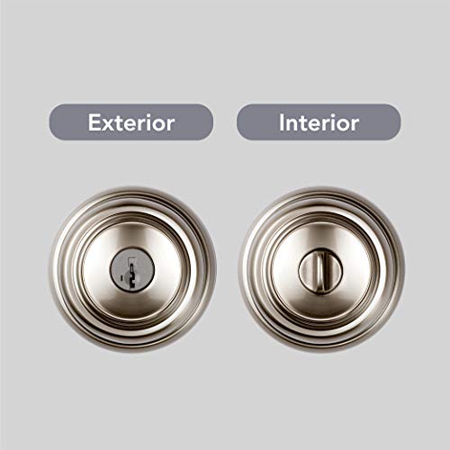 Baldwin Alcott, Entry Door Knob Handle With Keyed Lock Featuring Smartkey Re-Key Technology And Microban Protection, In Satin Nickel #TOP4