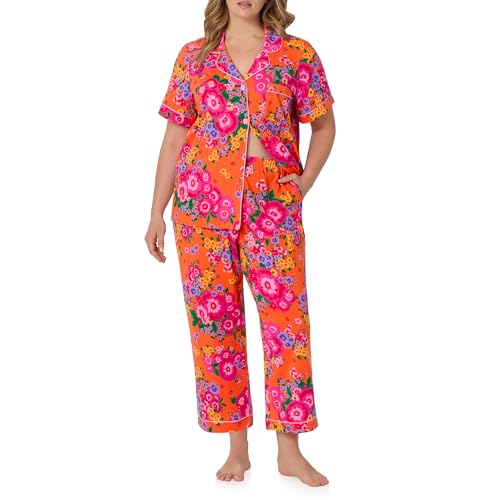 Image of Bed Head PJs Womens Matching Pajamas - Soft Organic Cotton Button Down PJ Shirt & Cropped Pants Set - Loungewear & Sleepwear