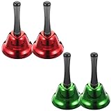 LUOZZY 4Pcs Christmas Handbell Metal Hand Bell Loud Service Call Bell Musical Bell for Music Teachin