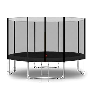 Baunsal® Trampolin Outdoor Ø 335 cm (EXD) schwarz als Komplettset mit Federabdeckung, Sprungmatte, Netz und Leiter - Gartentrampolin Spielzeug für Kinder