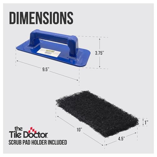 Image of Scrub Doctor 6-Pack of 10 x 4.5 x 1 in. Large Black Scrub Pads and Scrub Pad Holder Scrub-HLD-L-BLK-6, Maximum Abrasion Scrubbing Pads for Cast Iron Pots, BBQ Grills, Oven Cleaning, and Paint Removal