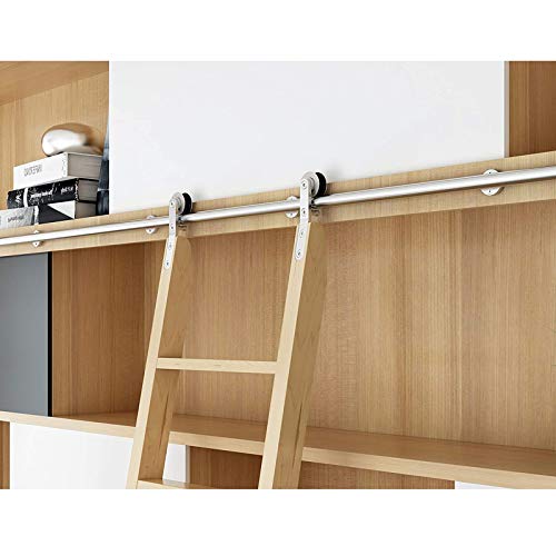 Herraje para Puerta Corredera Kit 6.6ft-20ft Biblioteca de escaleras deslizantes Juego completo de riel rodante de hardware (sin escalera), Riel de tubo redondo de acero inoxidable para el hogar / int