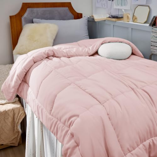 Image of Bedsure Comforter Duvet Insert - Quilted Comforters Twin Size, All Season Duvet, GentleSoft Down Alternative Bedding Blanket, with 8 Tabs, Gifts for Women /Men, Pink, Twin 88 x 68 Inches