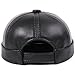 Men's Genuine Leather Brimless Hat Casual Chinese Style Landlord Hat Retro Sailor Skull Cap Fashion Docker Beanie Hat(Black,X-Large)