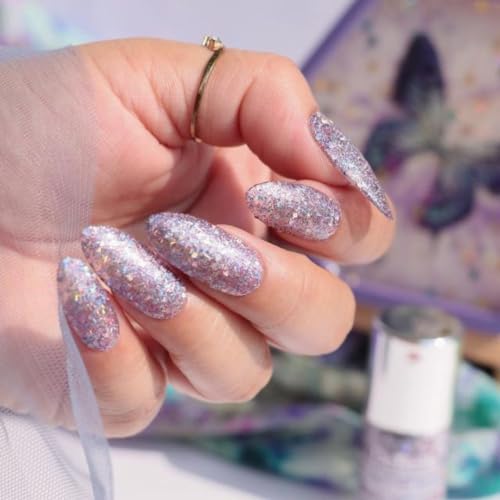 Image of DeBelle Gel Nail Lacquer Tatiana Tassles(Clear Light Purple with Chunky Glitter) | Non UV - Gel Finish |Chip Resistant | Seaweed Enriched Formula| Long Lasting|Cruelty and Toxic Free| 6ml