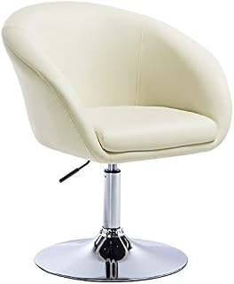 WOLTU Bar Stool Cream Bar Chair Breakfast Dining Stool for Kitchen Dressing Stool Counter Stool with Back Faux Leather Exterior, Adjustable Swivel Gas Lift, Steel Base