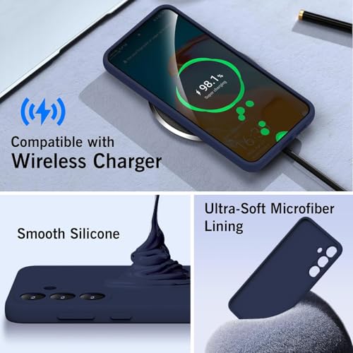 Image of DIZORO Microfiber Candy Case Compatible for Samsung S25 Fe 5g Magnetic Silicone Case, Compatible with MagSafe Shockproof, Slim, Anti-Scratch Soft Non-Slip Body Protective Back Cover(Blue