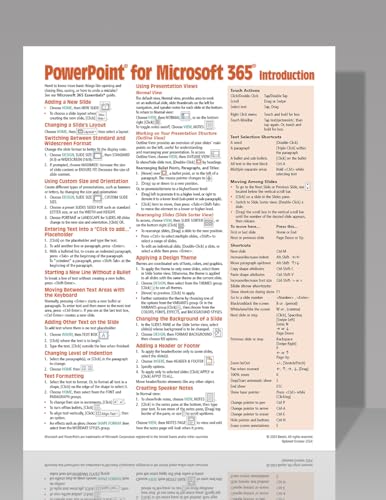 PowerPoint for Microsoft 365 (Office 365) Introduction Quick Reference Guide - Windows Version (Cheat Sheet of Instructions, Tips & Shortcuts - Laminated Card)