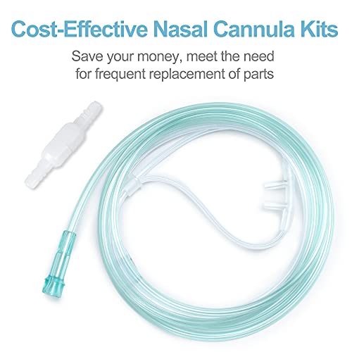 10Pcs Adult Soft Nasal Cannula, 7 Ft Nasal Tubing For Oxygen, Included 5Pcs Nasal Cannula Oxygen Tubing And 5Pcs Tubing Connectors - Standard Connector #TOP1