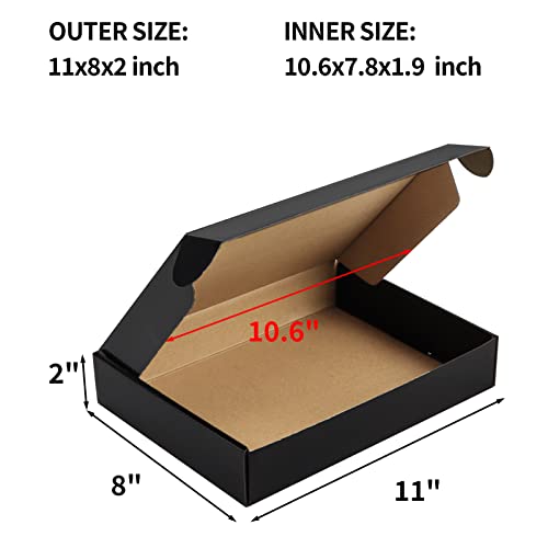 Hoikwo 25 Pack 11x8x2 Shipping Boxes for Small Business, Black Packaging Cardboard Boxes, Moving Mailing Packing Box
