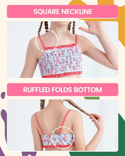 Image of Angel season Girls Swimsuit Bikini Set Two Piece Tankini Bathing Suit Teens High Waisted Beach Swimwear Cute Size 7-14