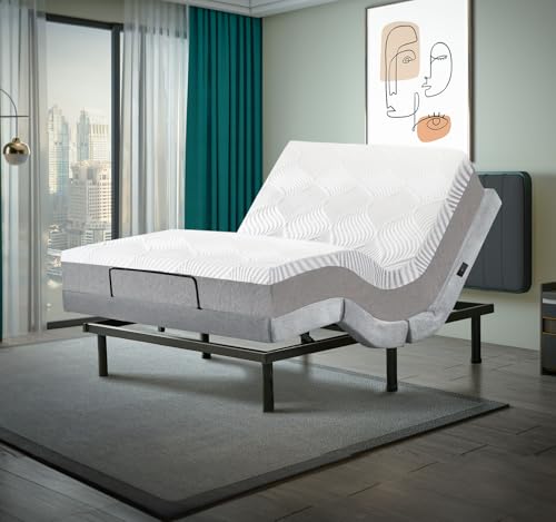 Image of Irvine Home Collection Full Adjustable Base with 10 Inch Gel Memory Foam Mattress Combo, Massage, Underbed Light, Wireless Remote