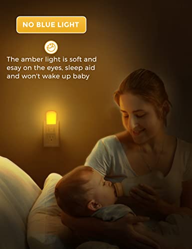 Lohas Amber Night Light, Dimmable Plug In Yellow Night Light With Dusk To Dawn Sensor, Kids Night Lights For Bedroom, 5-80Lm Suit For Nursery, Hallway, Stairway, 2Pack #TOP2