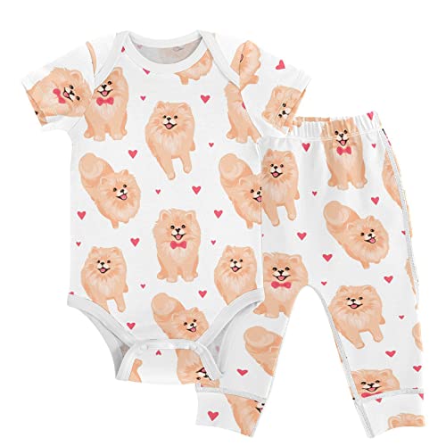 Image of vvfelixl Baby Clothes Cute Cat Baby Bodysuits Set Unisex Short Sleeve Baby Pants Sets 0-3M