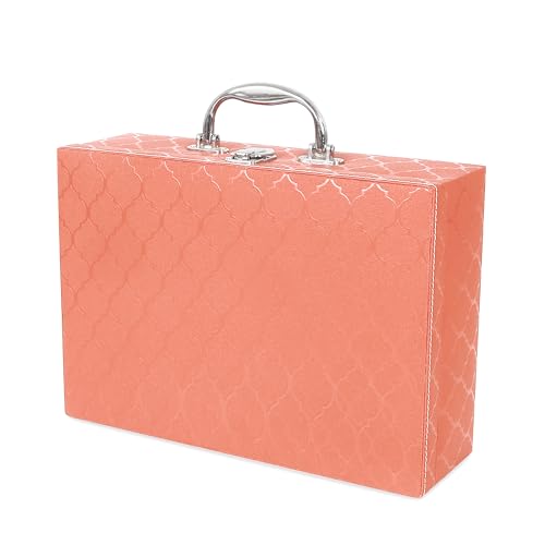 Image of LEDO Bangle Box Organizer Holder Case for Women in PU Leather with 4 Rods in Peach Color