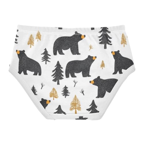 ZZKKO Abstract Black Bear Tree Girls Underwear Toddler Panties for Girls Comfort Brief Size 2T-8Y2