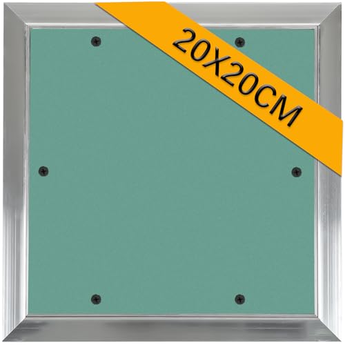 Sorlpv Revisionsklappe 20x20cm Wartungsöffnung GK-Einlage Gipskarton 10mm Alu-Rahmen Revisionstür Revision Wartungstür Wartungsklappe Unsichtbar für Feuchtraumgeeignet Trockenbau