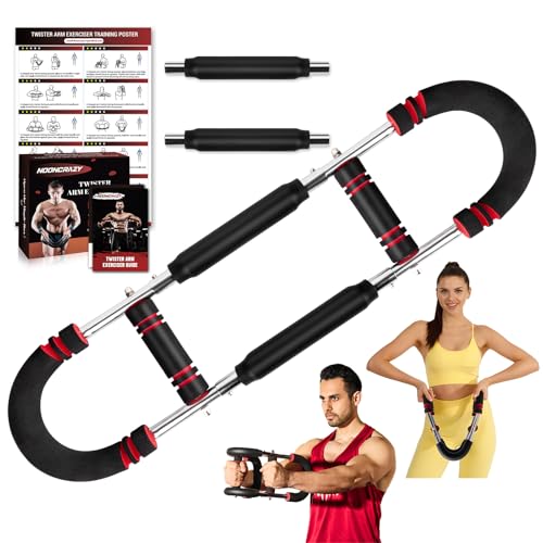 Image of Twister Arm Trainer, 30-60 lbs Adjustable Twister Arm Chest Exerciser with 2 Spring & Poster for Men & Women, Detachable Power Twister Home Fitness Equipment for Enhancing Upper Body Muscle -Red