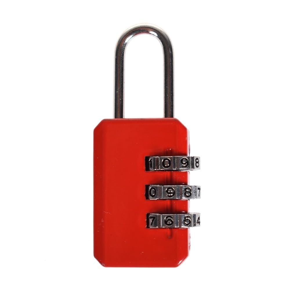 Gnyvzxplq Red-A Suitcase Locks, Mini Travel Luggage Security Resettable 3-Dial Combination Padlock Zinc Alloy Multicolor(Red-A)