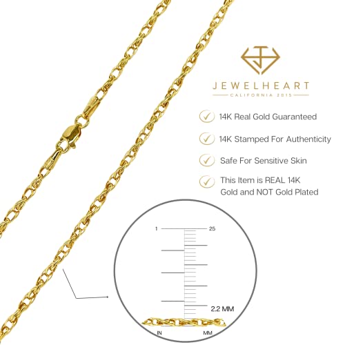 JEWELHEART 14K and 10K Real Gold Twisted Necklace For Women - 0.7mm 0.8mm 1mm 1.2mm 2.2mm Diamond Cut Braided Chain Link Necklace - Dainty Yellow Gold Pendant Necklace with Lobster Clasp 14" 16" 18" 20" 22" 24"4