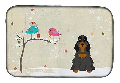 Tapis de séchage vaisselle microfibre motif chien cocker brun