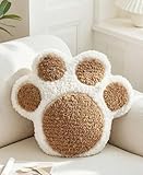 Kokaaee Paw Shaped Throw Pillow - Cute Decorative Plush Brown Animal Pillow for Couch, Sofa, or Living Room, 14.2' x 12.6' Soft Stuffed Dog Paw Cushion for Home Decor