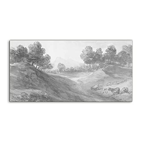 Art mural paysage de prairie aquarelle sur verre 140x70cm salon
