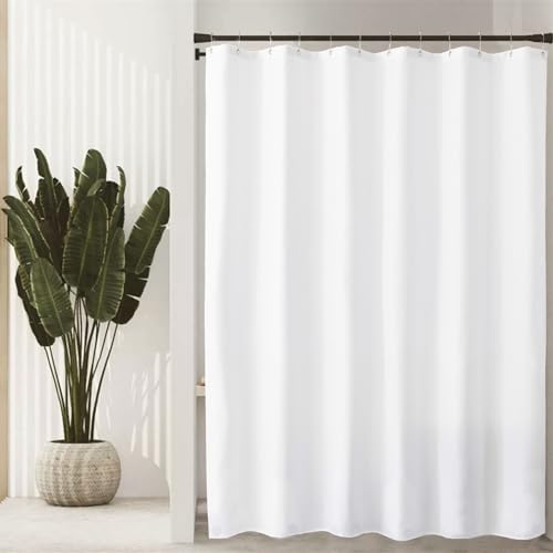Image of Felisa Waterproof Fabric Shower Curtain Liner with 6 Weighted Magnets,72 x 72 inch Hotel Quality & Soft Cloth Shower Curtain,Washable White Shower Curtain Liner for Bathroom