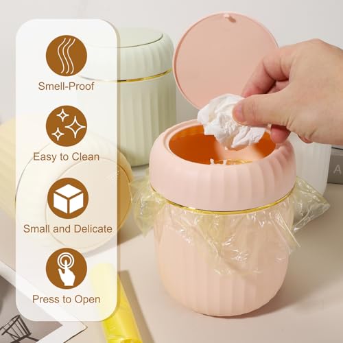 Mini caneca de basura con tapa para escritorio 2.2L blanca miniatura 6