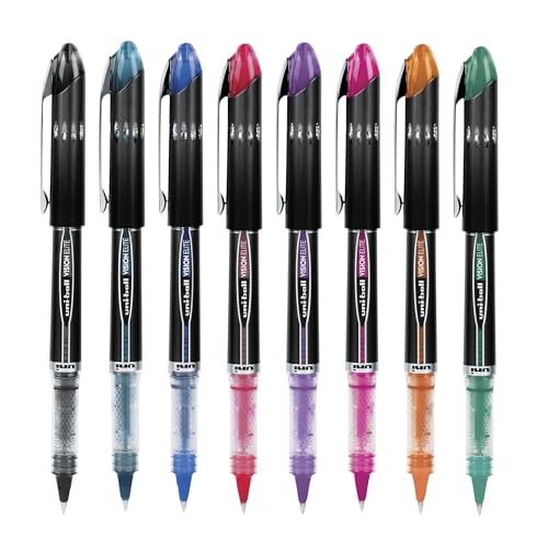 Image of uniball Vision Elite Rollerball Pens, Micro Point (0.5mm), Assorted Colors, 8 Pack