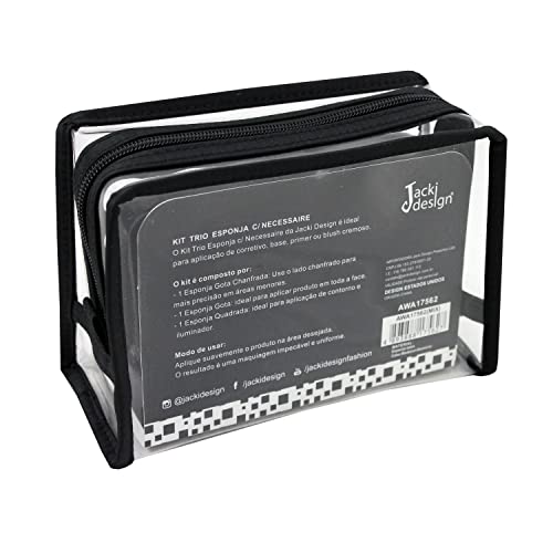 KIT DE TRÊS ESPONJAS GOTA E QUADRADA COM NECESSARI MAQUIAGEM JACKI DESIGN ROXO