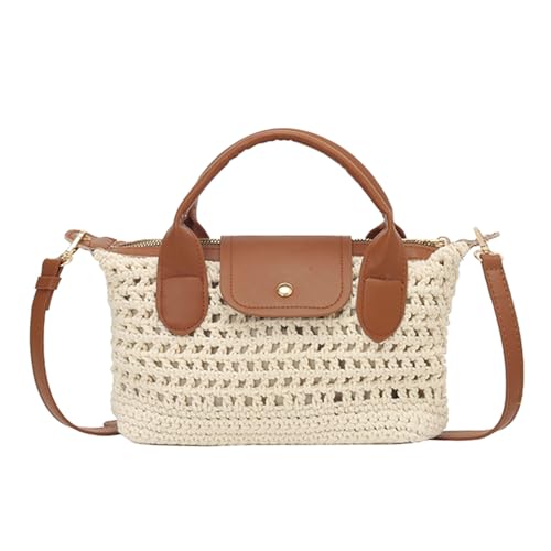QUNZIDRESS Bolso de hombro de ganchillo para mujer, de gran capacidad, para axilas, correa ajustable para el hombro, bolso estético de playa para viajes, compras, trabajo, uso social diario (Beige)