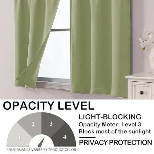 Image of Sage Green Curtains for Small Window Treatment, Light Blocking Short Kitchen Window Curtains Over Sink, Dual Rod Pocket Half Window Tiers for Bathroom Basement, Each 40Wx36L, 2 PCS