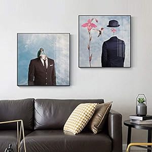 Decoratief Canvas Surrealisme Canvas Wall Art Abstract Gentleman Canvas schilderijen for thuis voor Wanddecoratie (Color…