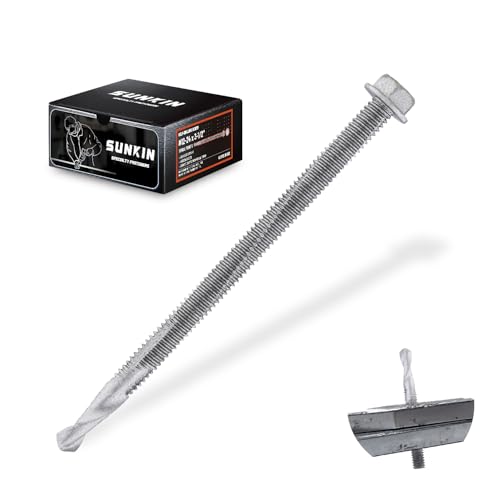 Image of SUNKIN 40PCs Self Tapping Screws for Metal, Hex Head #12 x 3-1 /2 Inch, Self Drilling for Thick Steel, Less Effort Installation, Long Lasting Anti Rust Coating