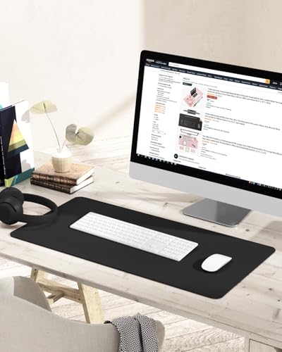 Image of Writing Desk Pad Protector, YSAGi Anti-Slip Thin Mousepad for Computers,Office Desk Accessories Laptop Waterproof Desk Protector for Office Decor and Home(Black, 31.5 inch x 15.7 inch)