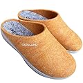 GRUNLAND pantofole ciabatte invernali donna pantofole basic Coccolana feltro vera lana sottopiede caldo in feltro (grigio giallo, 39, Sistema Taglie Calzature EU, Adulto, Donna, Numero, Media, 39)