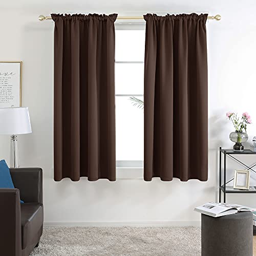 Image of Deconovo Blackout Curtains Set of 2, 5.2 Feet Long, Black Curtains for Bedroom, Thermal Insulated Window Curtains for Living Room - 52W x 63L Inch,Dark Brown Eyelet