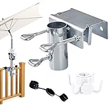YeahBoom Sonnenschirmhalter aus Metall,Tischklammer für Gartenschirme mit Haken,Schirmständer für Terrasse oder Tisch,Schirmständer Sonnenschirmhalter für Garten Terrasse Balkon Geländer