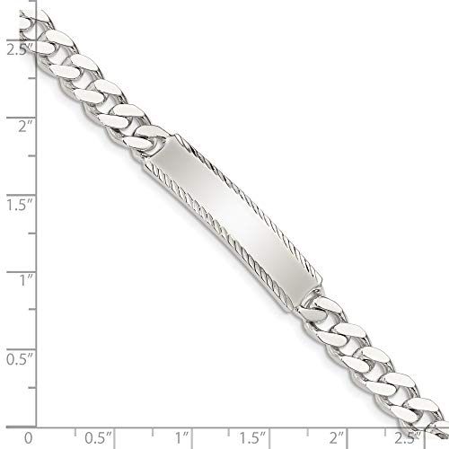 Polished Engravable Personalized Custom 925 Sterling Silver Diamond-Cut Curb Link Id Bracelet For Men Or Women Length 7 Inches Width 6 Mm With Lobster Claw Clasp #TOP3