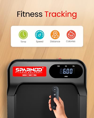 Image of Sparnod Fitness STH-3001 Walking Pad for Home Use, 2.5 HP Motor 1-6 km /h Speed, Manual Incline 2 Levels, LED Display for Time, Distance, Speed & Calories, Compact Treadmill, 90kg Max Weight